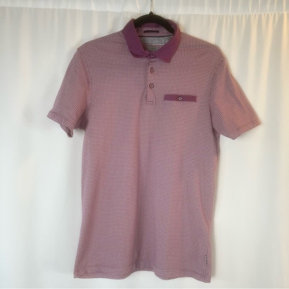 Ted Baker Raket Slim Fit Pique PocketPolo Men's UK size:3 Purple Polo Shirt